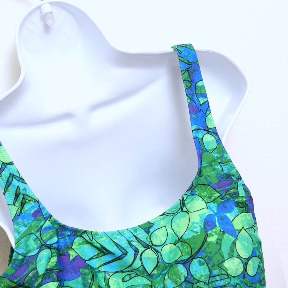 NWT Gottex Green and Blue Floral Tankini Top with Black Brief 12 swimwear - Picture 7 of 14